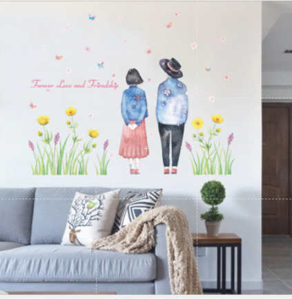 [HCM]Decal dán tường cặp tình nhân đứng dưới hoa