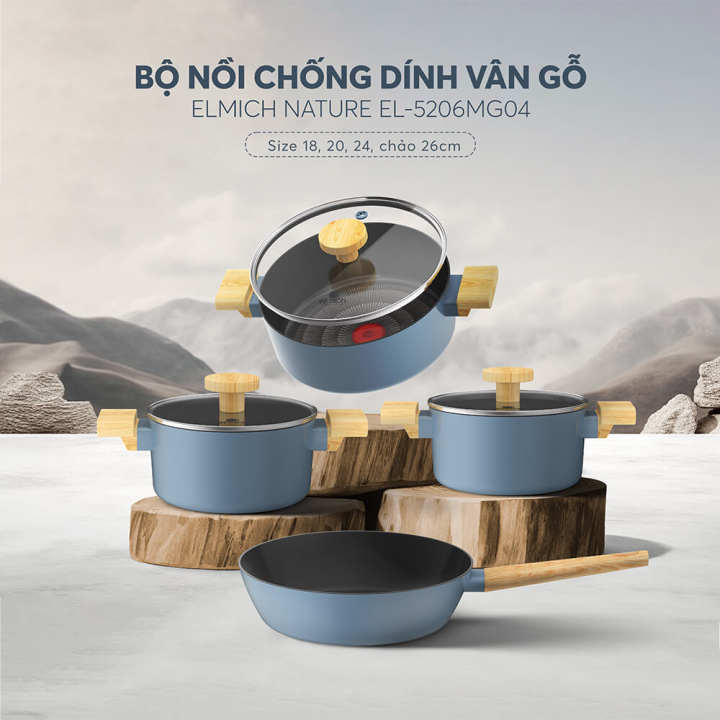 (Chỉ 25-29.10)Bộ nồi chống dính vân gỗ Elmich…