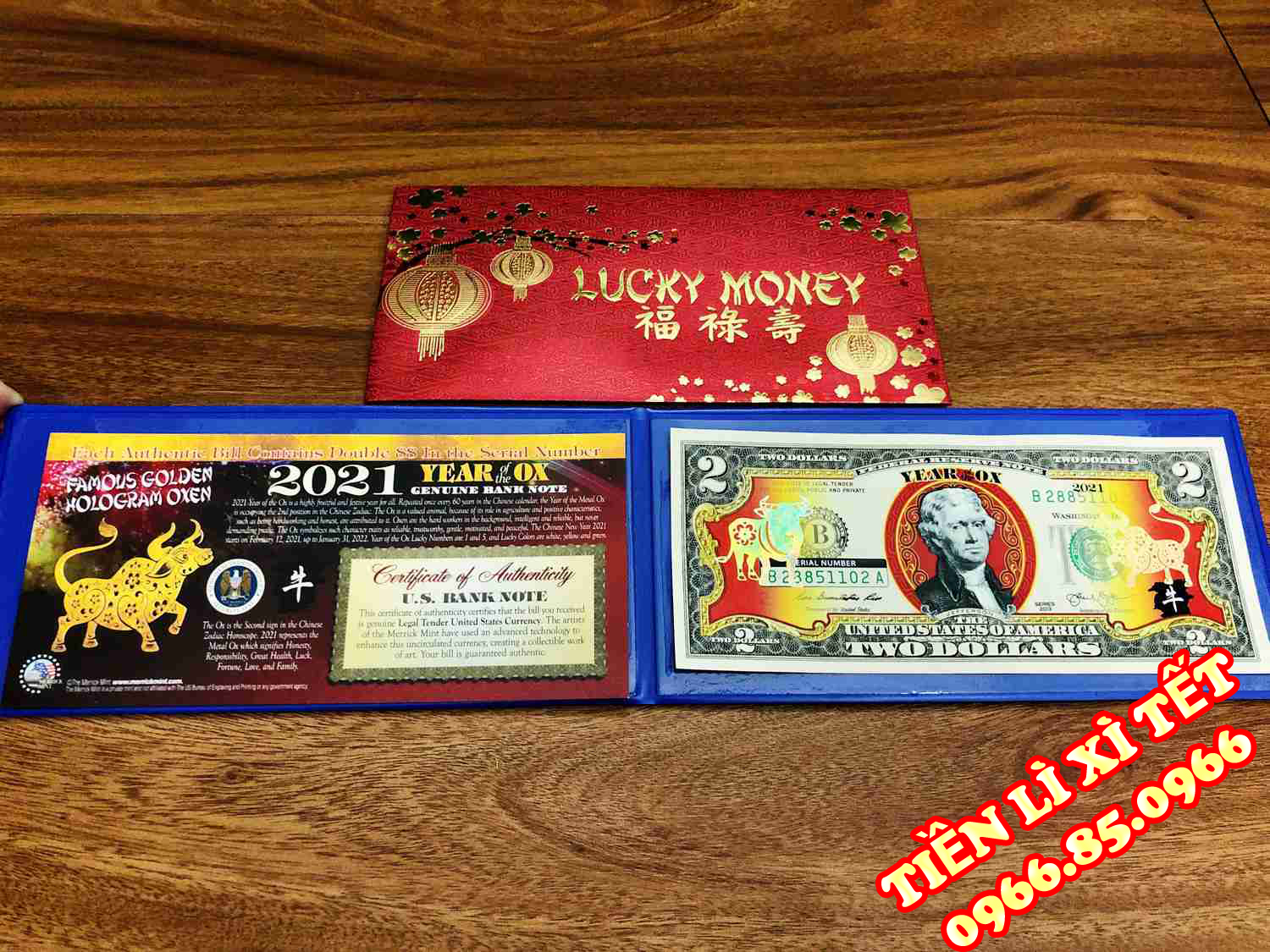 [QUÀ TẾT 2021] Tiền 2 USD Hình Con Trâu Mạ Vàng 2021, làm quà tặng, biếu dịp Lễ, Tết