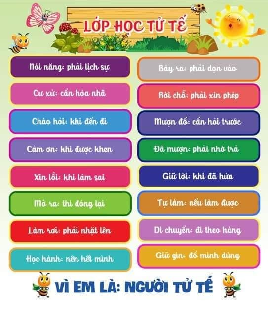 Bạt lụa "Lớp học tử tế". Kích thước A0, Nội quy lớp học.