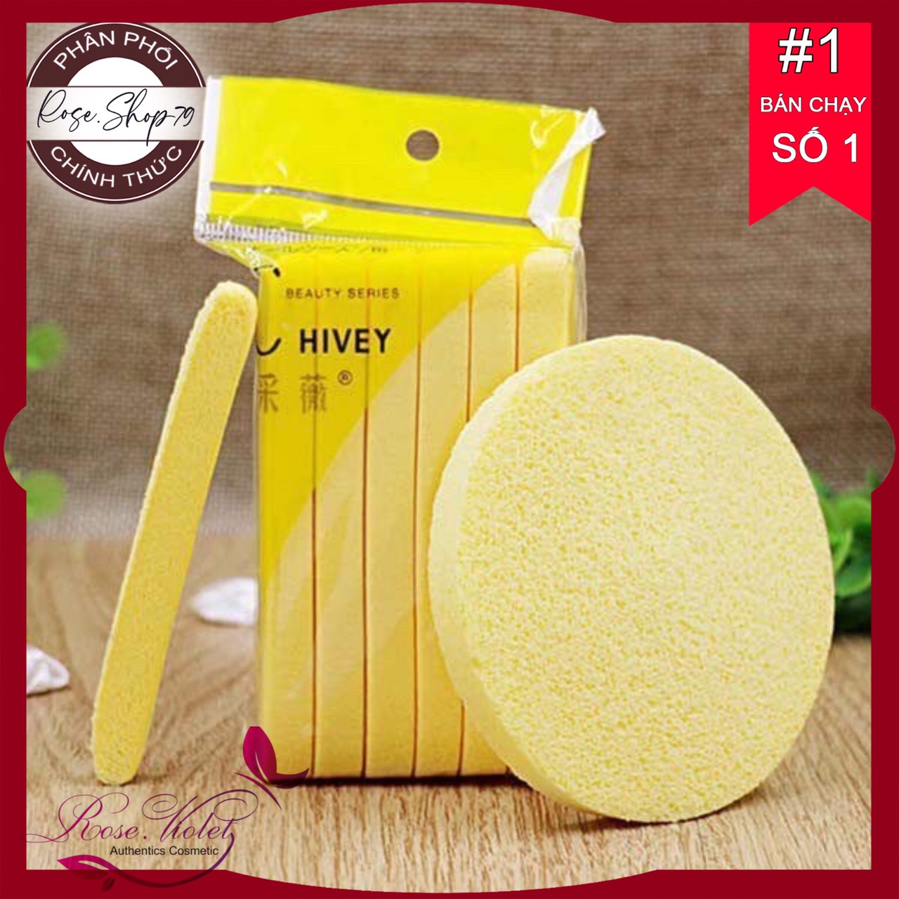 Gói bông mút rửa mặt bọt biển Chivey (Gói 12 miếng)