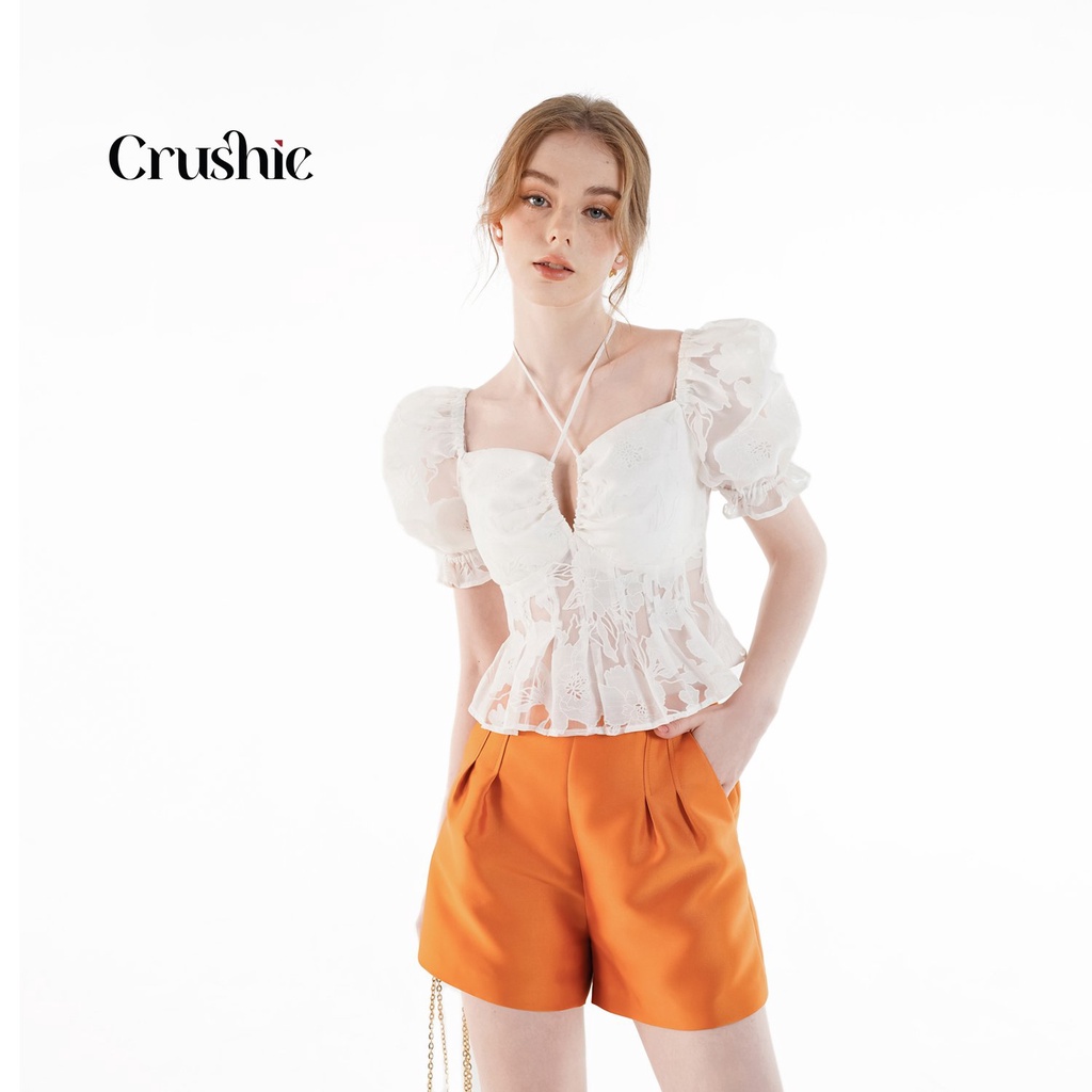 Quần Crushie quần đùi nữ dáng suông cạp cap Doris