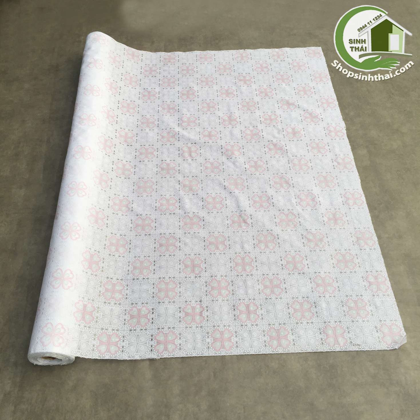 [HCM][ Khổ 140cm] Khăn trải bàn nhật bằng nhựa REN HOA MÀU TRẮNG -đặt 1 lần được 50cm cắt liền thành 1 tấm dài tùy số lần đặt