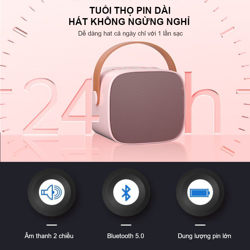 Bộ Loa Bluetooth kèm Micro không dây Karaoke Mini K1 (giao màu ngẫu nhiên)