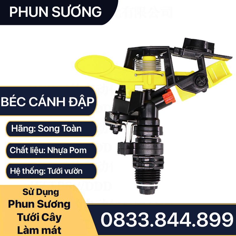 Béc tưới cánh đập, béc tưới xoay 360 độ ren ngoài 21 bán kính tưới 5 - 7 mét