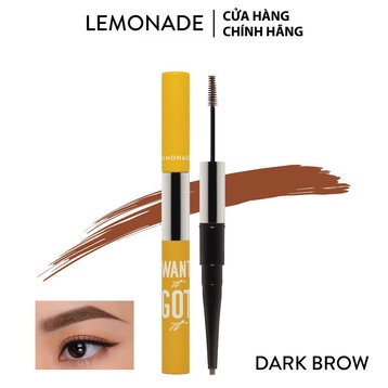 Chì kẻ mày lemonade 2 đầu màu nâu đậm 2g + 2ml want it got it dual eyebrow