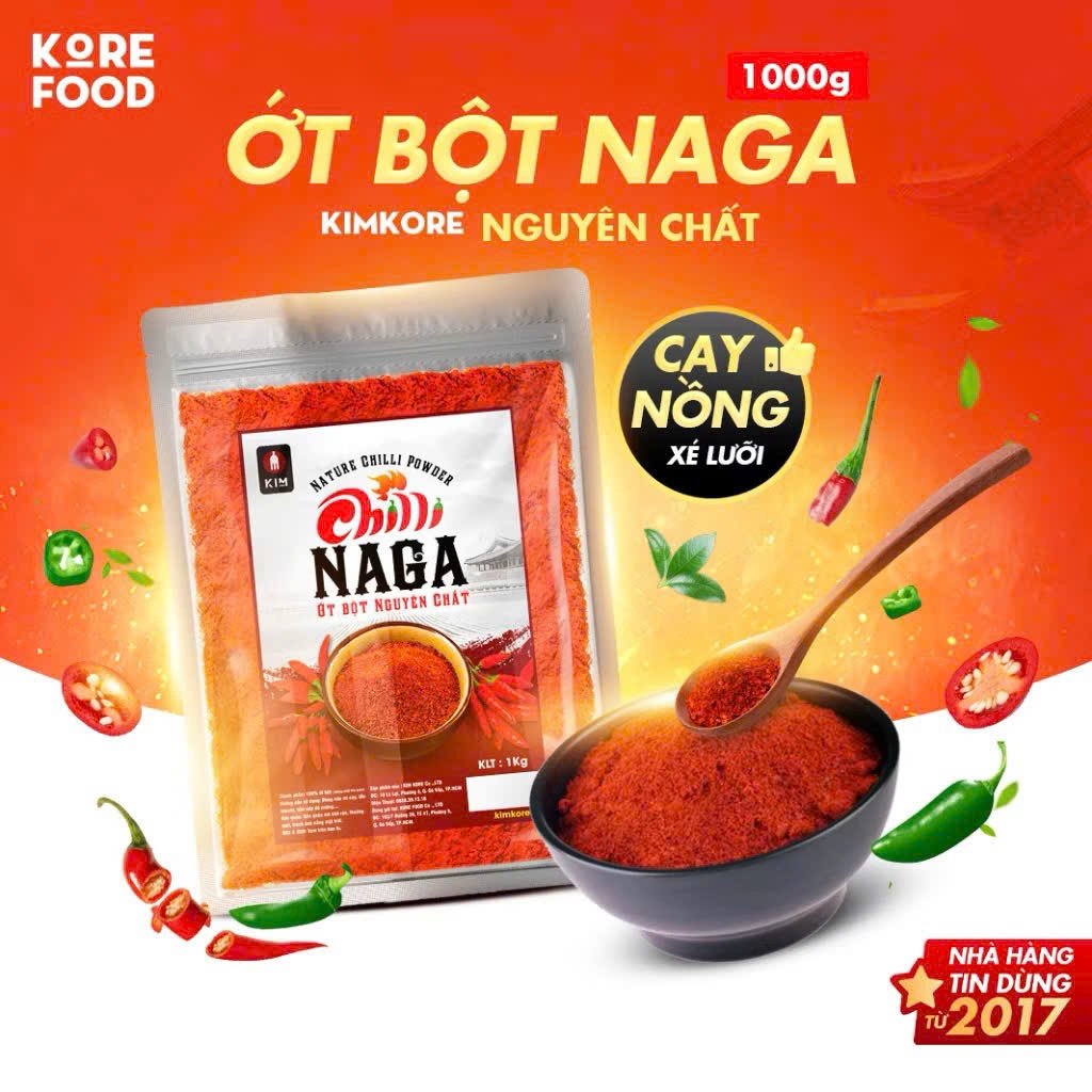ỚT BỘT CAO CẤP NAGA TẠO CẤP ĐỘ MÌ CAY (GÓI 1KG)