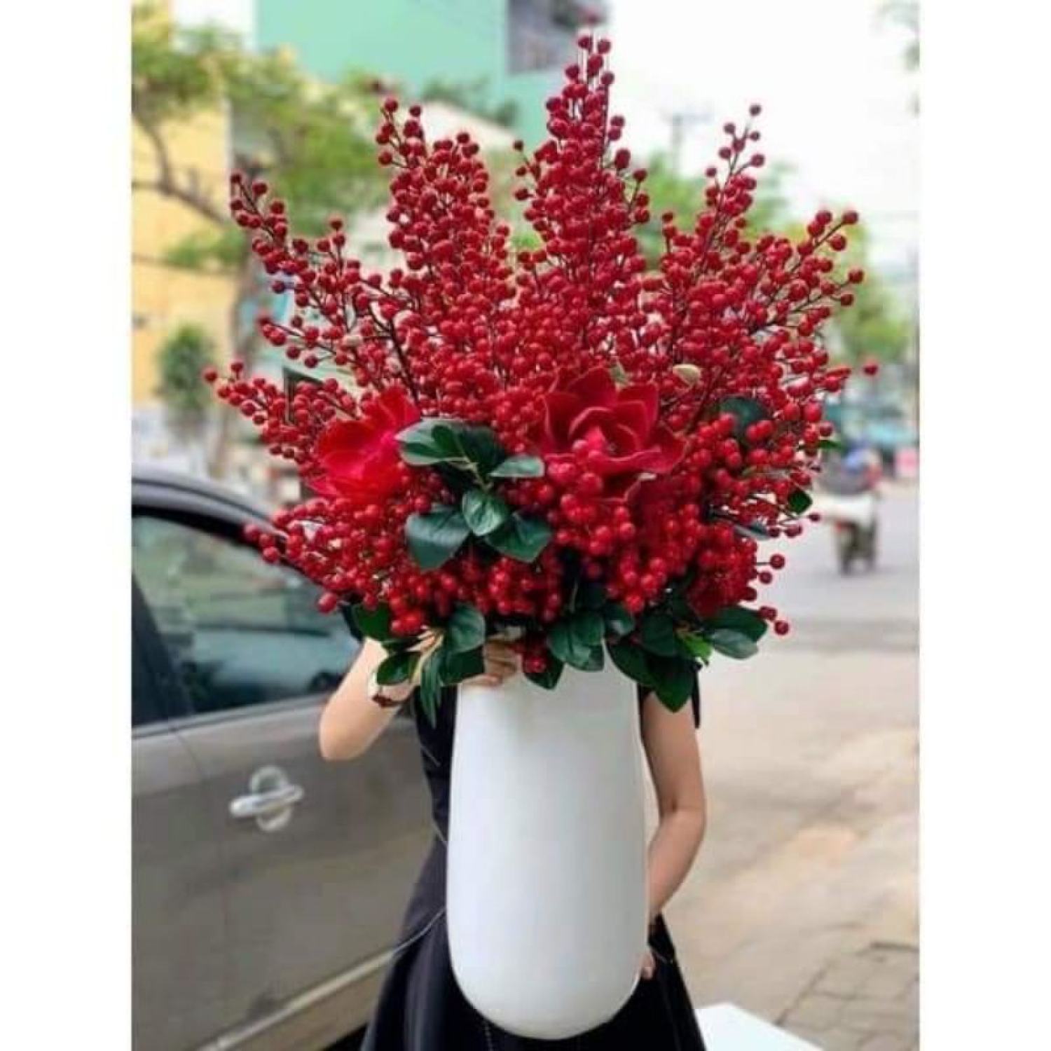 CÀNH ĐÀO ĐÔNG CHERRY, CAO 100CM 12 NHÁNH QUẢ