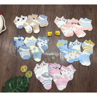 Set 5 Đôi Tất Tai Mèo Cổ Thấp Cho Bé