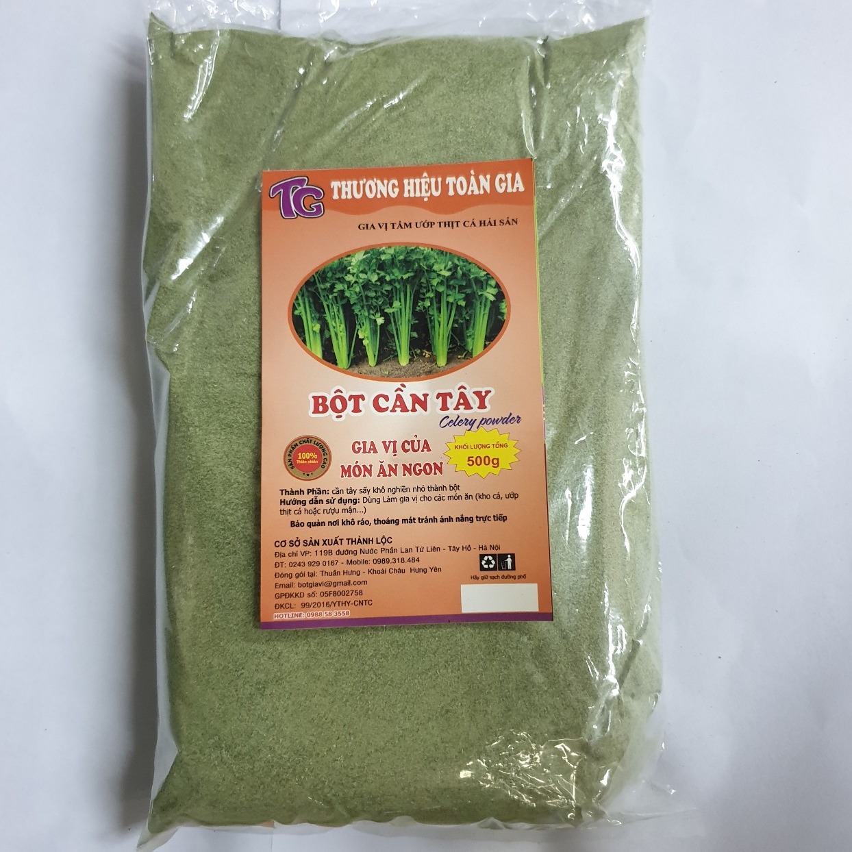 Bột cần tây nguyên chất gói 500gr