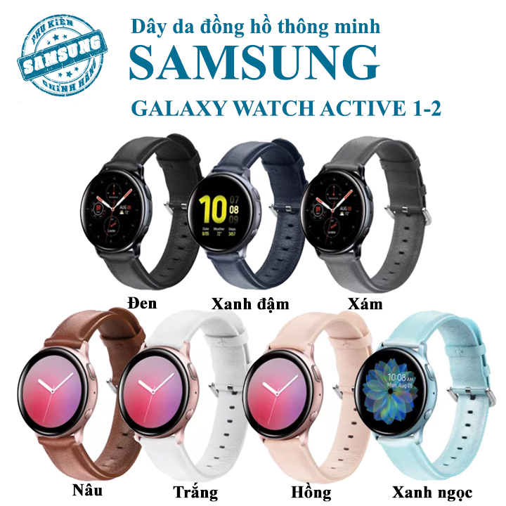 Dây da đồng hồ Galaxy Watch Active 2 chốt thông minh size 20mm