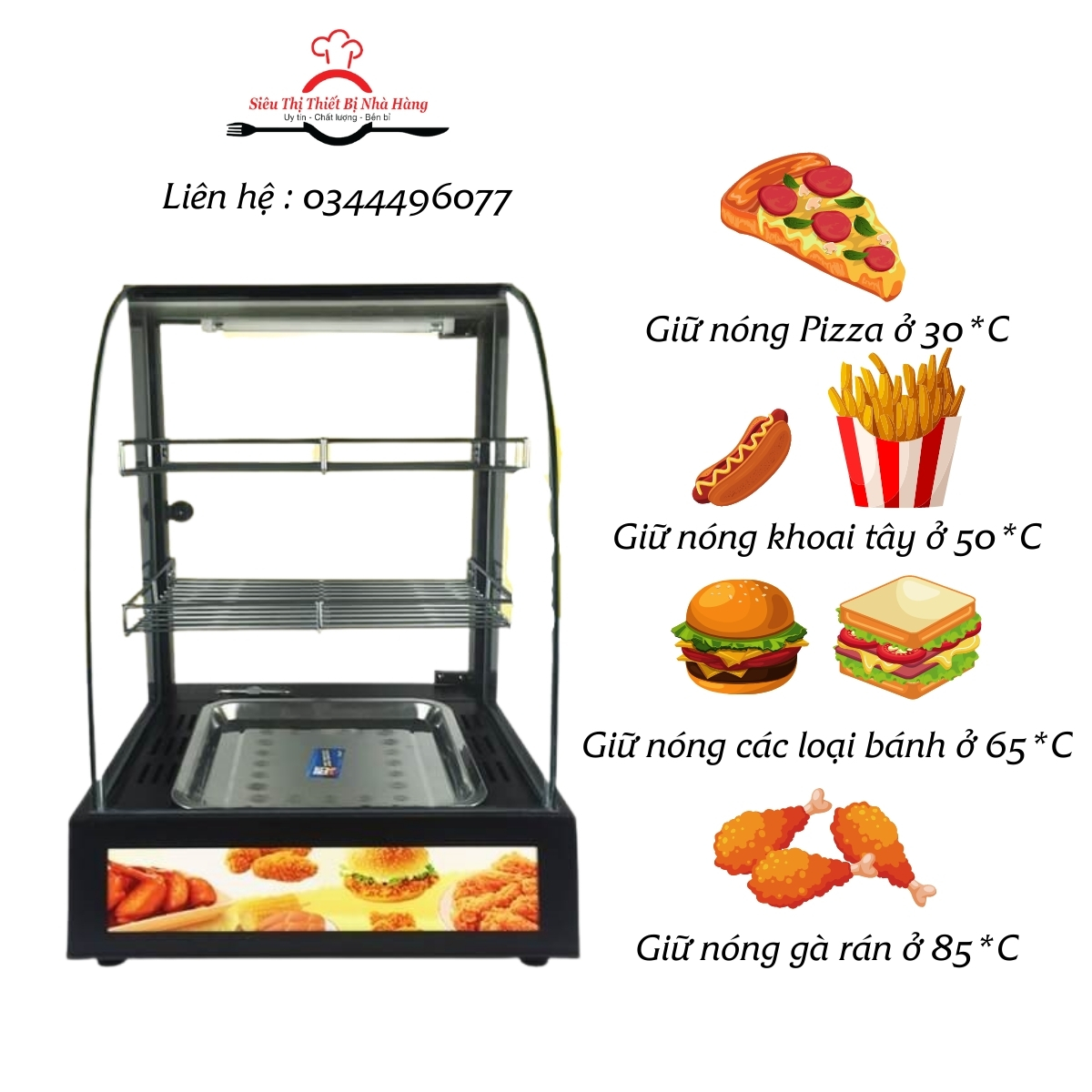 Tủ giữ nóng gà rán KFC loại 2 tầng 1 khay