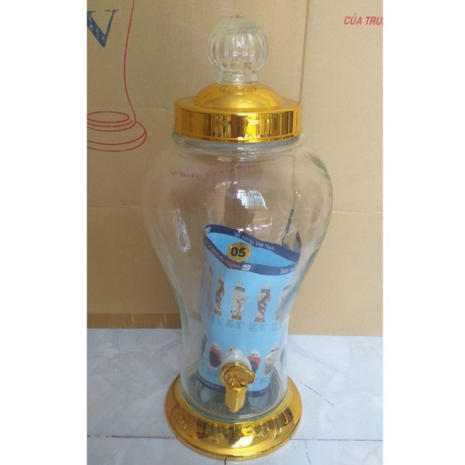Bình Ngâm rượυ Sâm Thủy Tinh PHÚ HÒA 5 Lít Không Van , Có Van