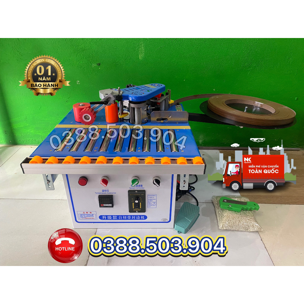 Máy dán cạnh gỗ DW550 ( có chức năng dán thẳng, tròn, vát 45 độ )
