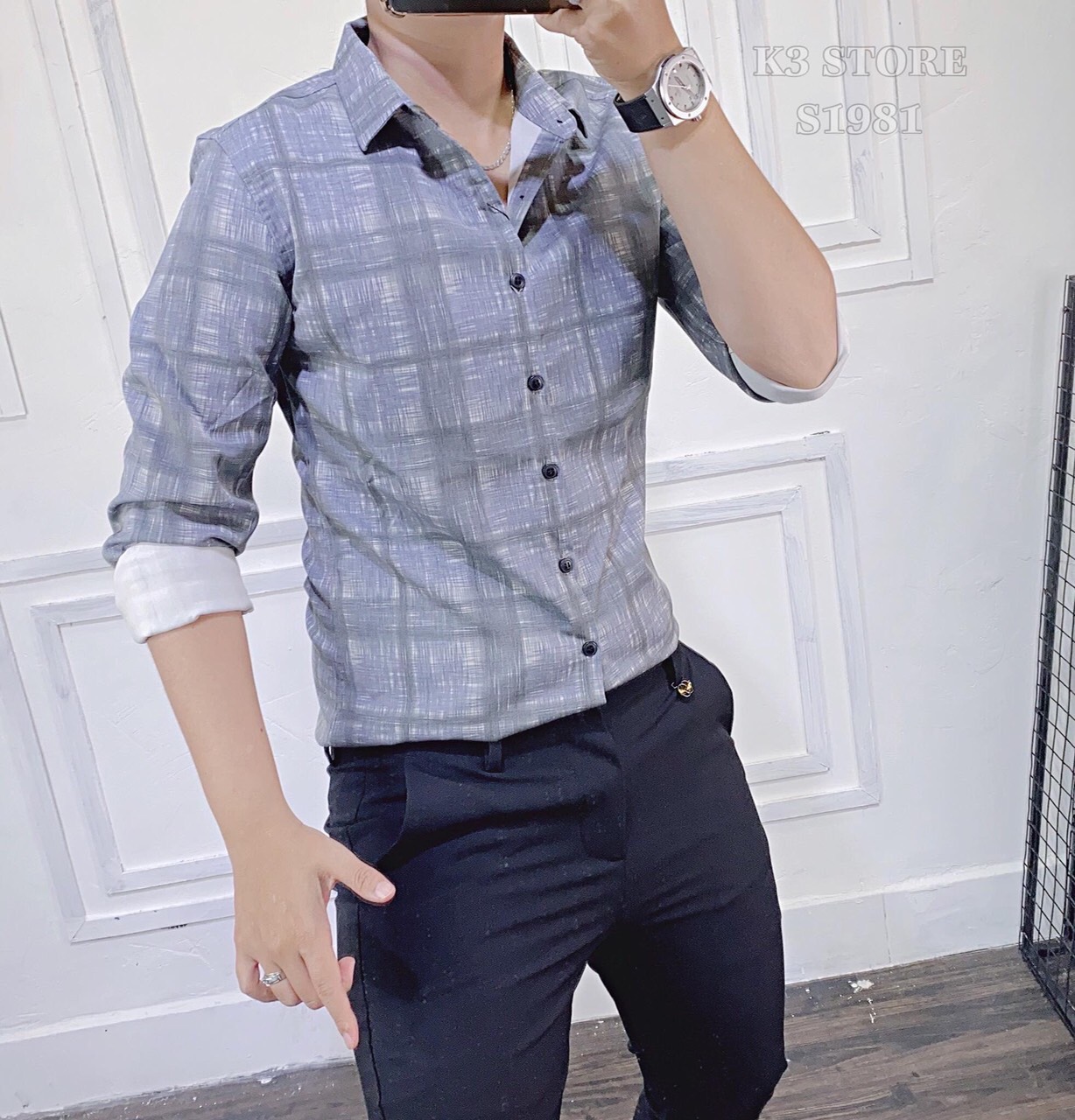[HCM]ÁO SOMI NAM HÀNG CAO CẤP PHONG CÁCH TRẺ TRUNG THỜI TRANG BINSTORE94 NT721 (Hình thật)