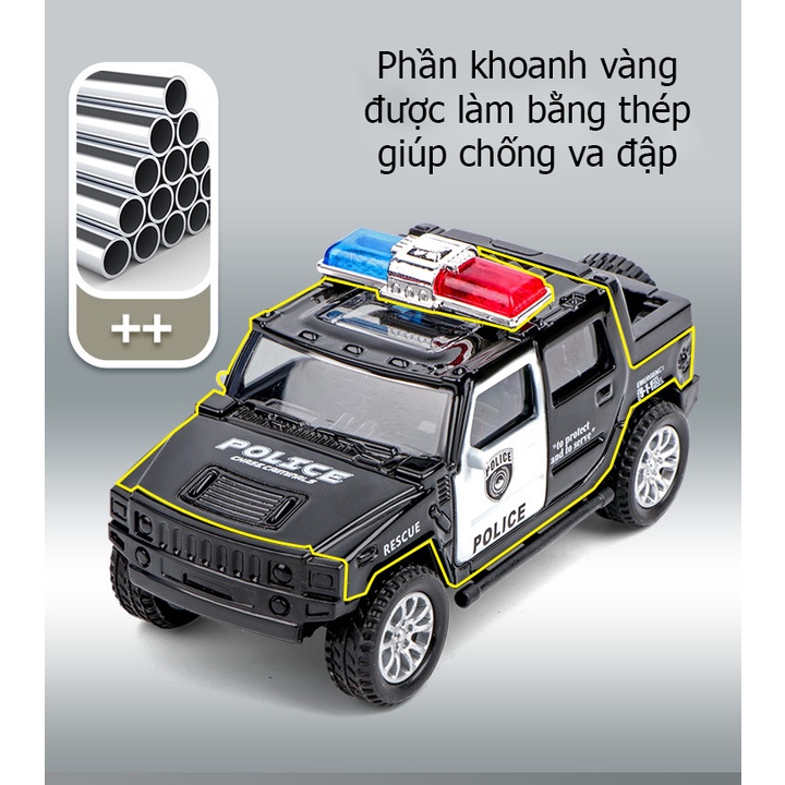 Đồ chơi mô hình xe ô tô cảnh sát bằng hợp kim chạy cót