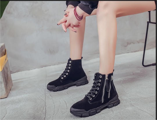 Giày boot cổ lửng,giày boot da lộn không độn đế B135