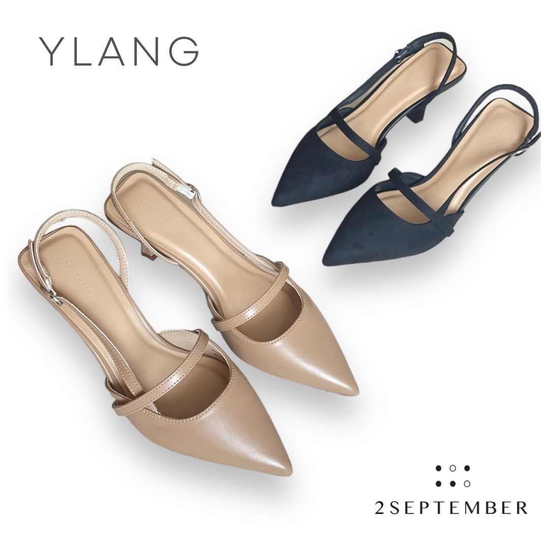 Giày cao gót Slingback 7cm mũi nhọn 2September Ylang Black