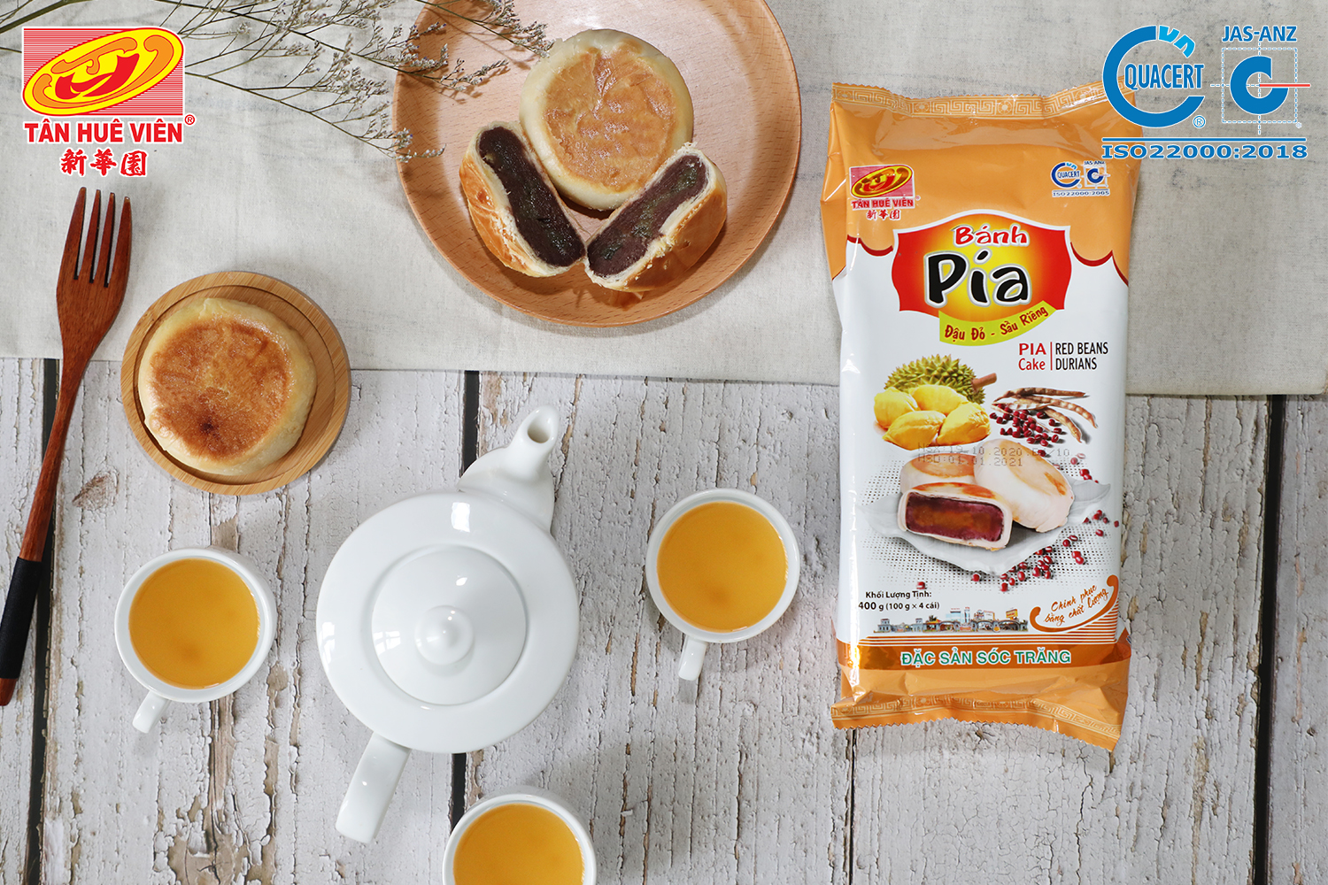 BÁNH PÍA CHAY ĐẬU ĐỎ ( 400g x 4 cái )