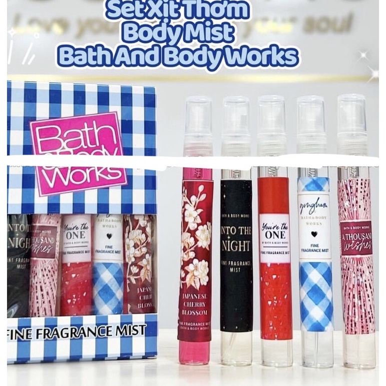 (Không kèm hộp) Set 6 chai nước hoa Body mist BBW chiết chai mini 10ml