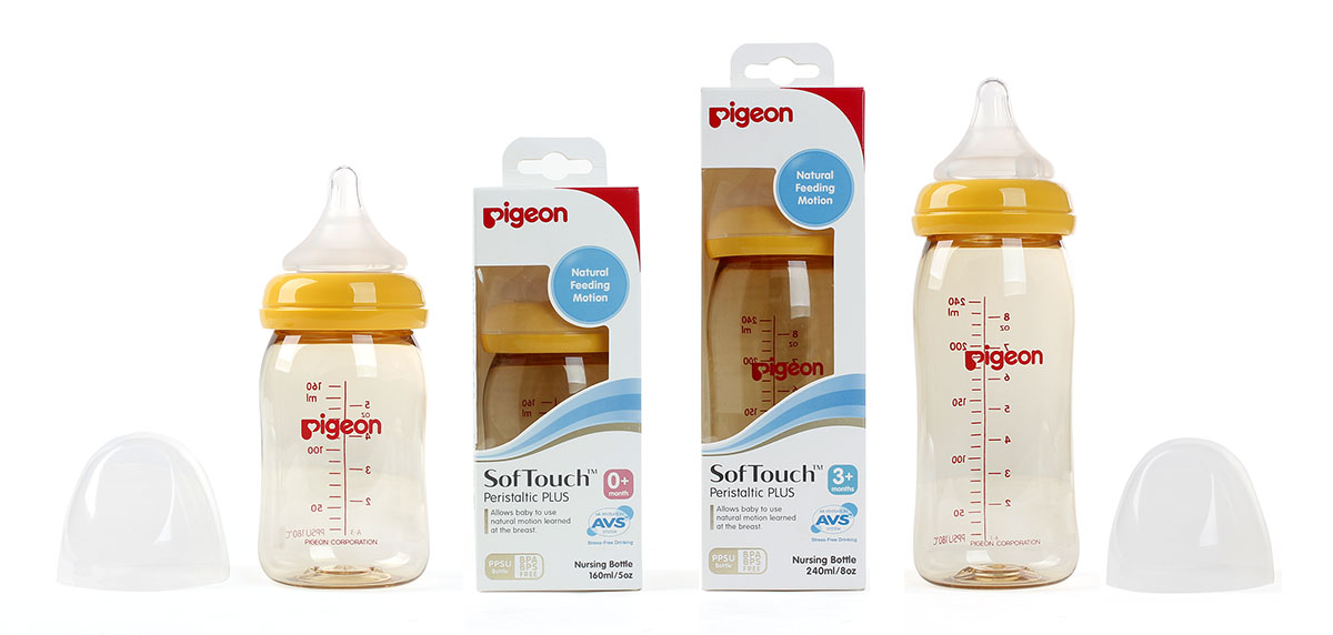 Bình sữa Pigeon SofTouch nhập khẩu cổ rộng 160ml/240ml