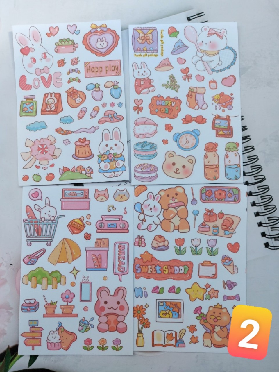 SET 4 Tấm sticker chibi dán hoạt hình khổ A6 , Chưa cắt