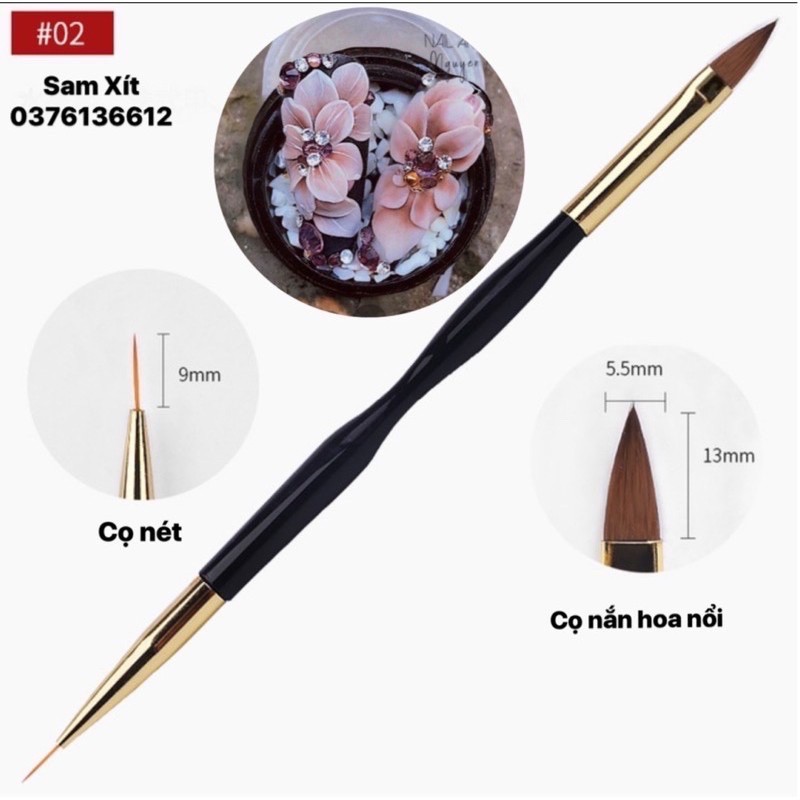 Bộ cọ vẽ móng tay 3cây (6công dụng) trang trí móng