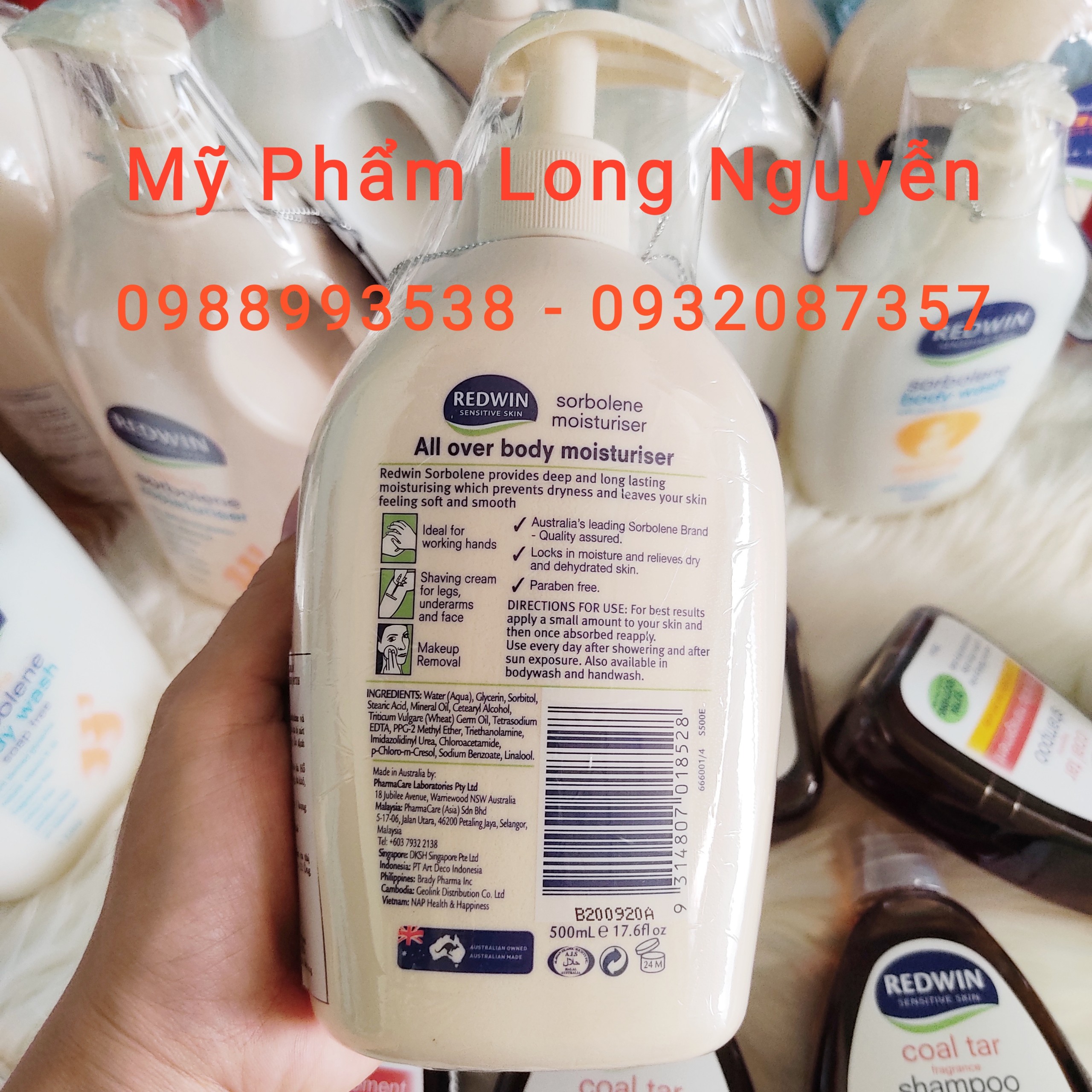 Kem dưỡng làm mềm da REDWIN Sorbolene Moisturiser With Vitamin E 500ml