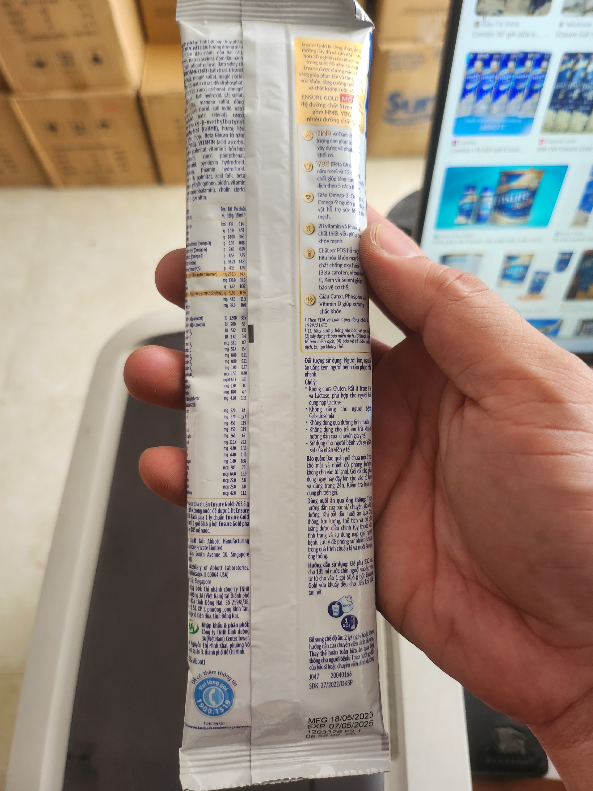 Combo 50 gói sữa Ensure hương vani mẫu mới (date 2025)