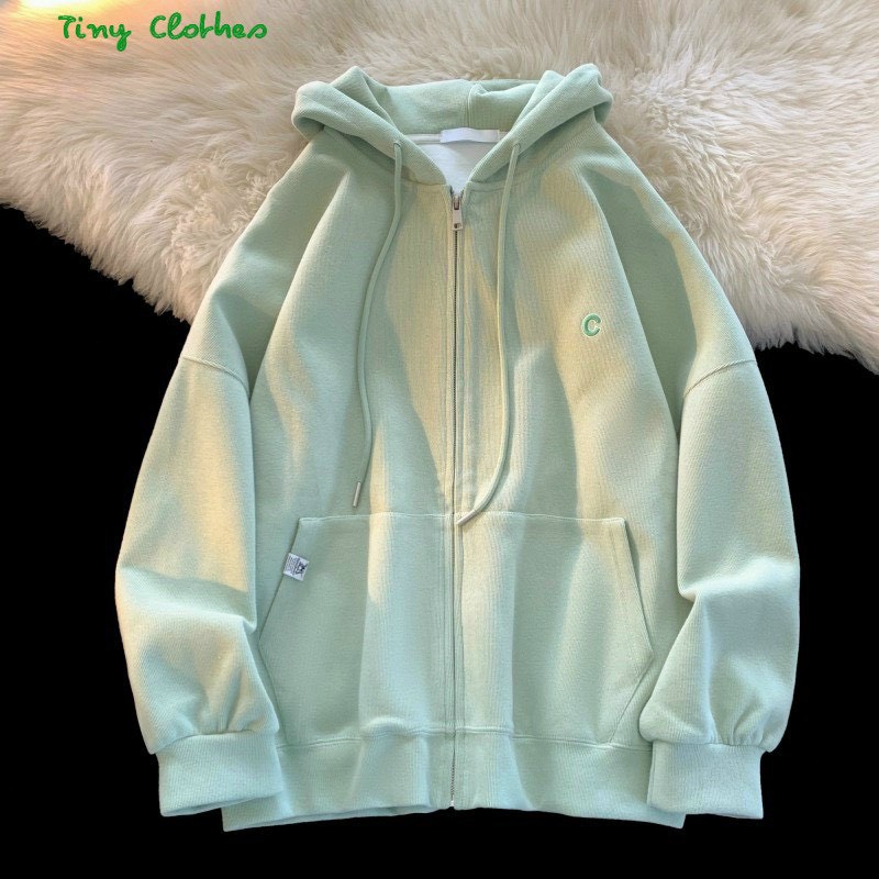 [SẴN] Áo khoác hoodie zip dây kéo chữ C vải nỉ lót bông form rộng unisex nam nữ Ulzzang chất dày dặn giá tốt - TP88
