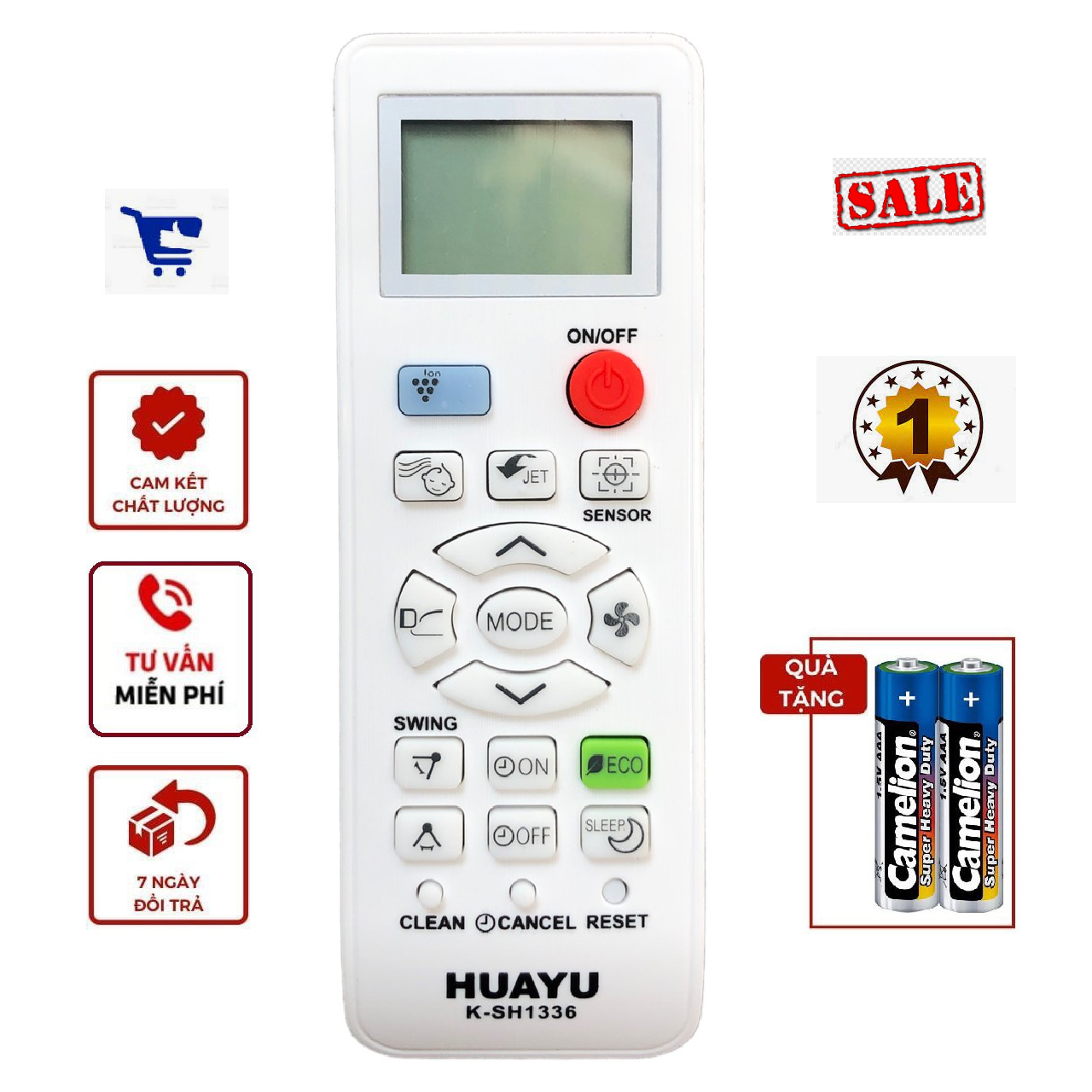 Điều khiển máy lạnh sharp huayu k-sh1336 chuyên dùng cho ah-gx13, ah-gx10 crmc-a998jbez và crmc-a997jbez - tặng kèm pin, hàng loại tốt - remote điều hòa k-sh1336