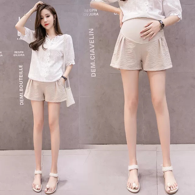 Quần Bầu Sooc Đũi Siêu Mịn Mát ( có đáp bụng và chun chỉnh )