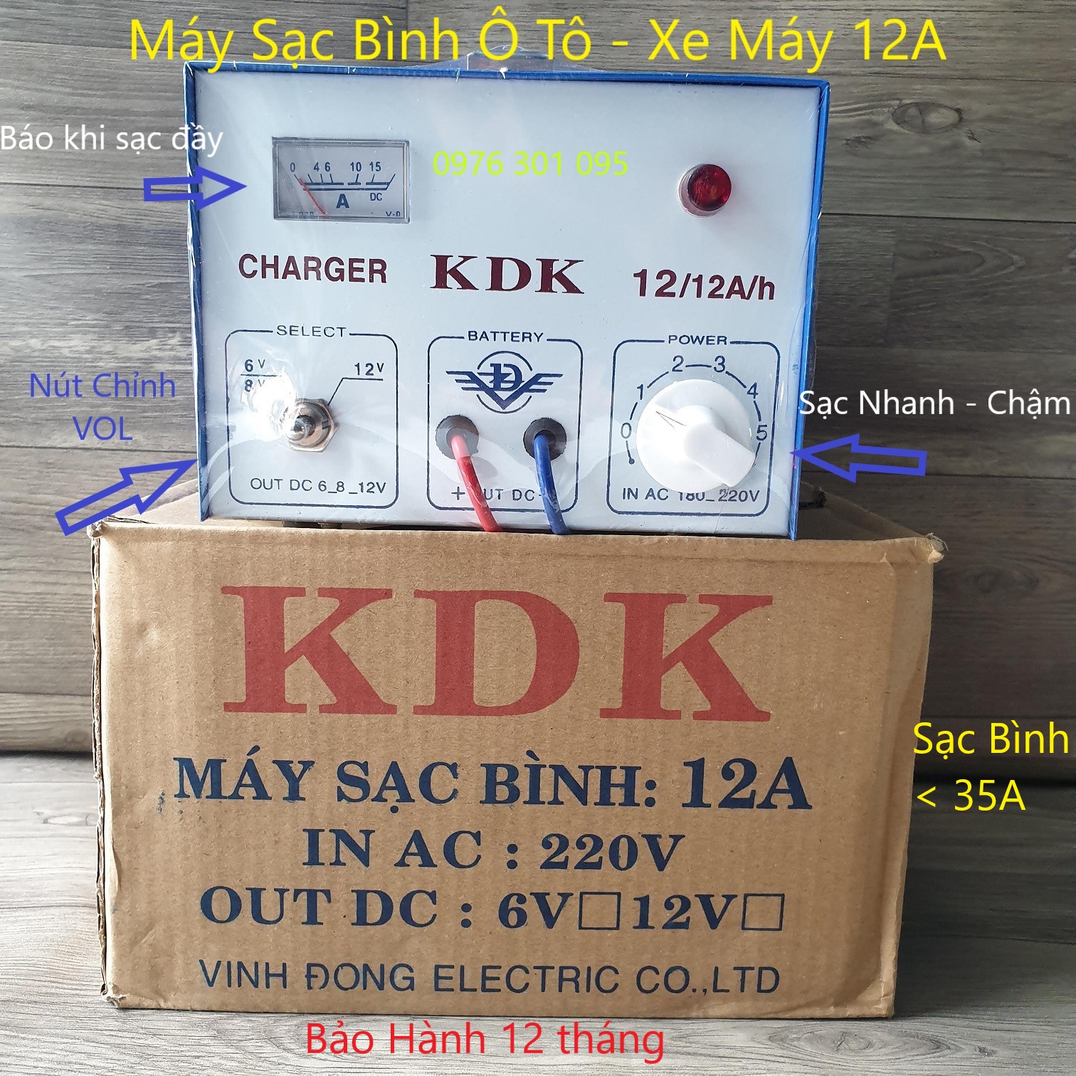 Máy sạc bình acquy tự động 6v/8v/12v - 12a