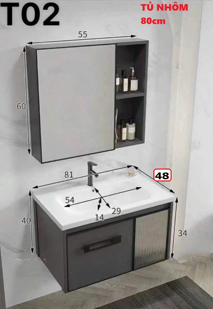 Combo tủ nhôm tủ lavabo chậu rửa mặt bằng nhôm và tủ gương cao cấp độ bền cao và lavabo rửa mặt âm
