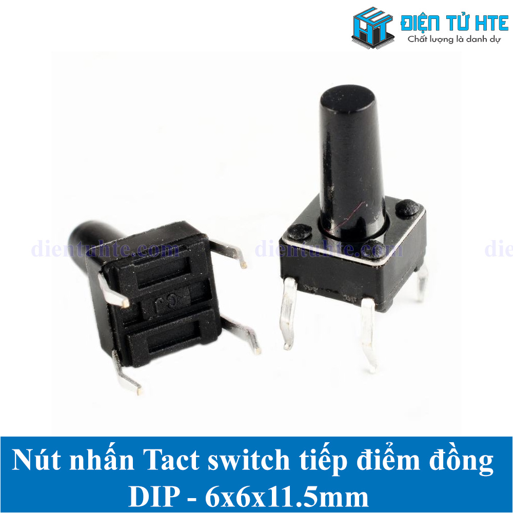 Nút nhấn 4 chân cắm DIP tiếp điểm đồng 6x6 (Gói 20 cái)