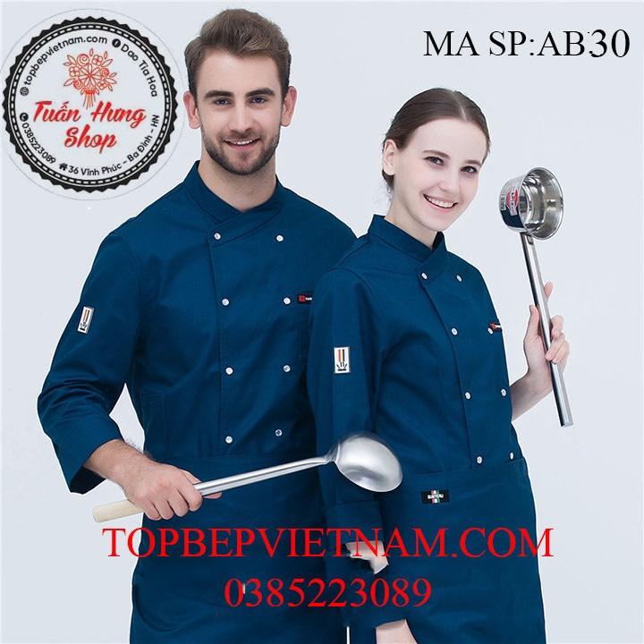 áo bếp,đồng phục bếp cao cấp dài tay ab30