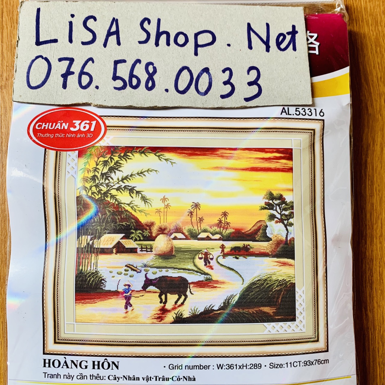 [HCM]Tranh thêu chữ thập PHONG CẢNH 93x76cm chưa thêu 53316