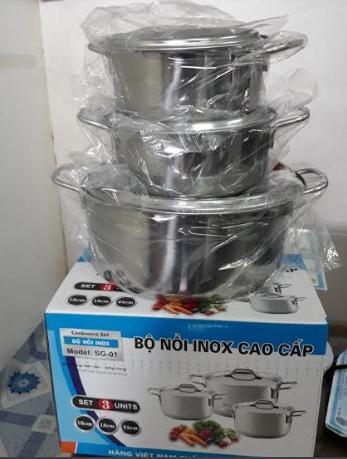 BỘ NỒI INOX 3 CÁI 1 ĐÁY SỬ DỤNG BẾP TỪ