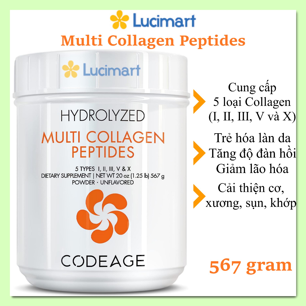 Bột Collagen Codeage Thủy Phân Trẻ Hóa Toàn Diện Codeage Multi Collagen 567g