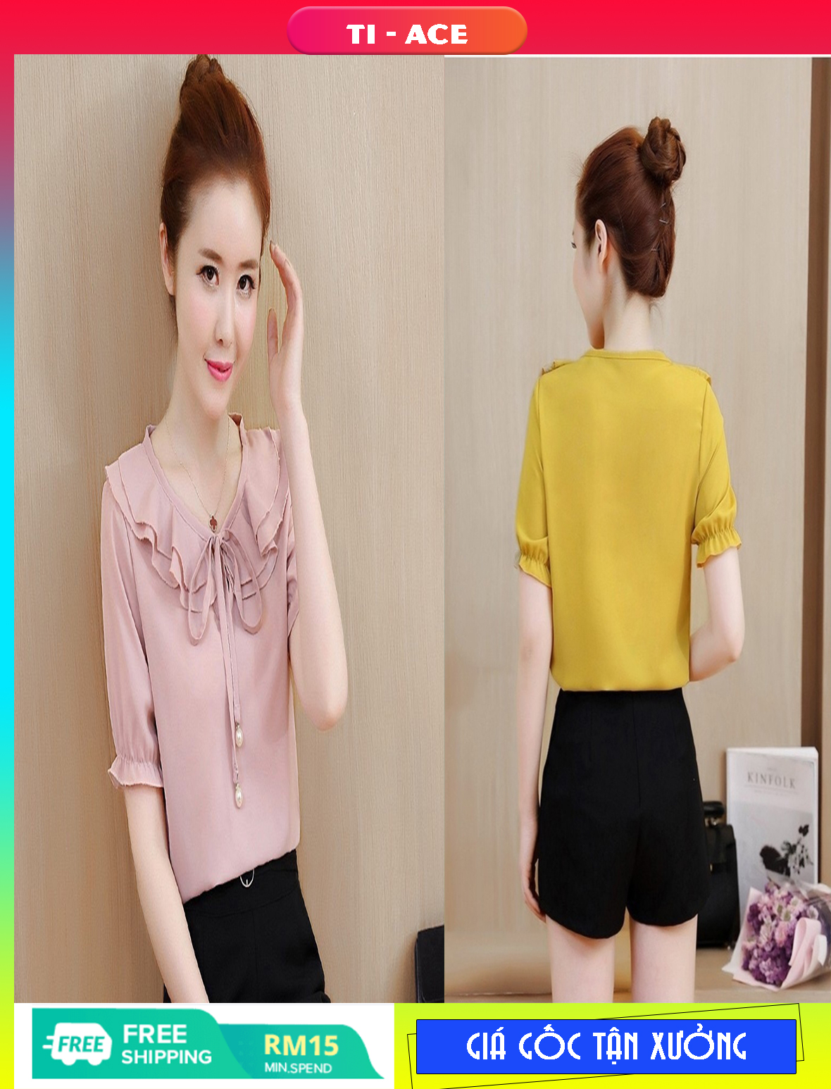 ÁO KIỂU CỔ BÈO PHỐI NƠ HARA_[Giá gốc tận xưởng]