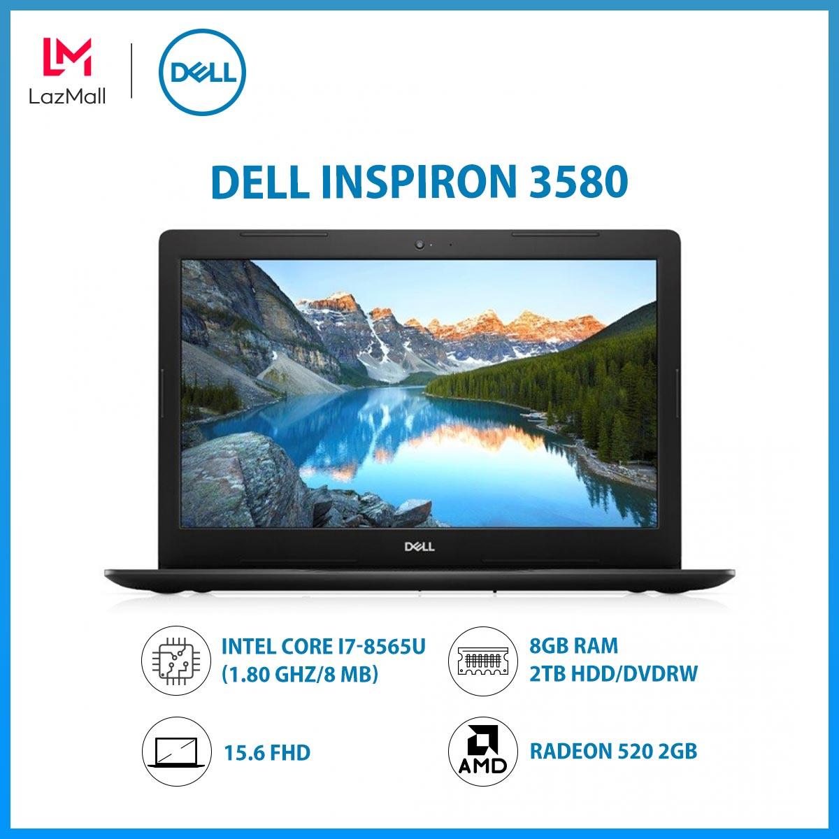 Laptop Dell Inspiron 3580 (Intel Core i7-8565U (1.80 GHz/8 MB)/8GB RAM/2TB HDD/DVDRW/2GB AMD Radeon/15.6 FHD/WL+BT/Win 10 Home/Black/1Yr) - Hàng Chính Hãng