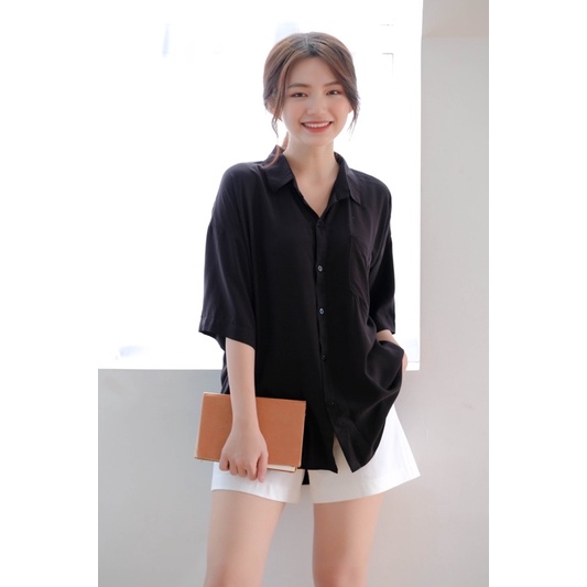 Áo sơmi tay ngắn kate lụa Ellyclothing