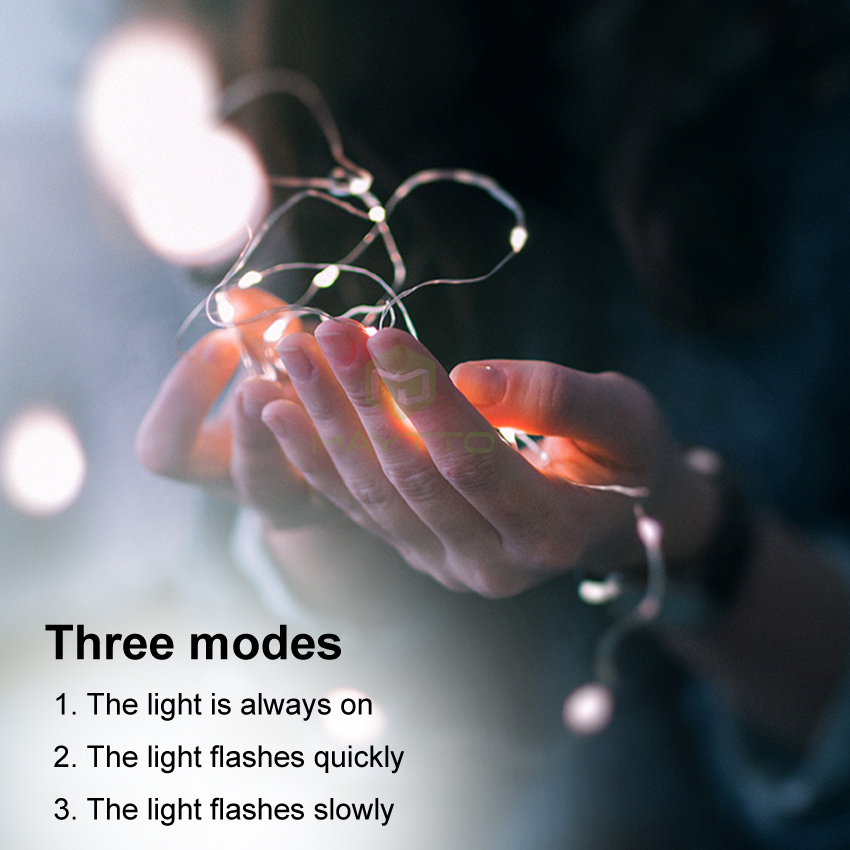 MAYTTO LED Strip Light String Fairy Light Christmas Light Decoration Wedding Light Battery Operated Fairy Lights Holiday Copper Wire String Lights Multi-mode Garland Party String Lights Warm White 1M/50LED