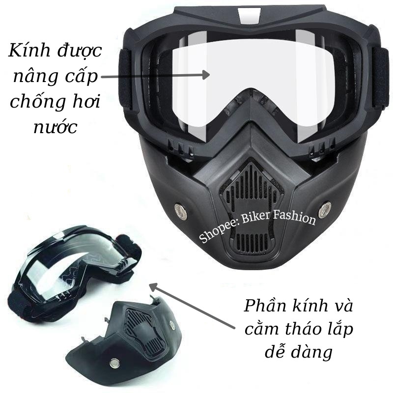 Mặt nạ + kính Beon phượt chuyên dụng