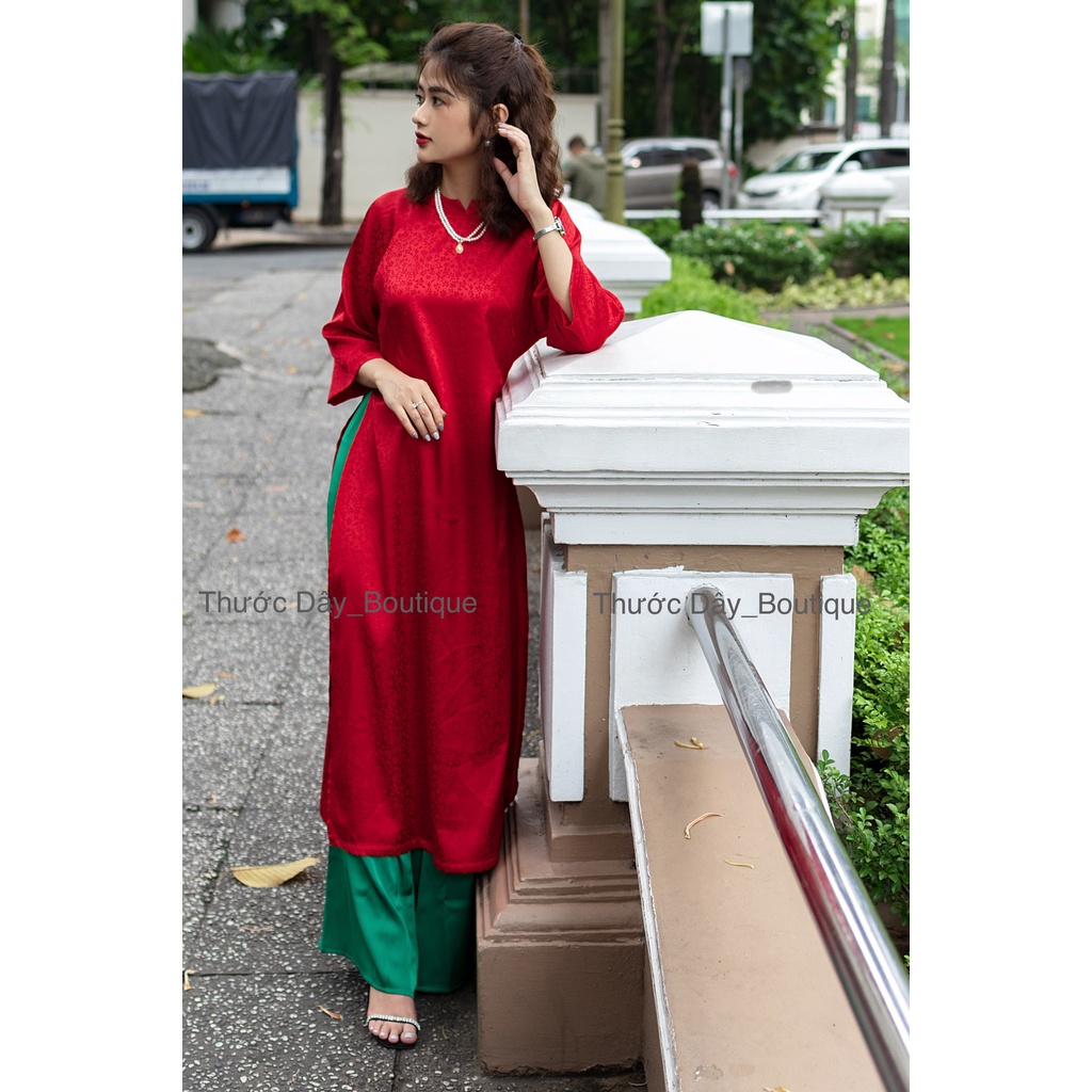 SET ÁO DÀI GẤM LỤA KIỂU TRUYỀN THỐNG