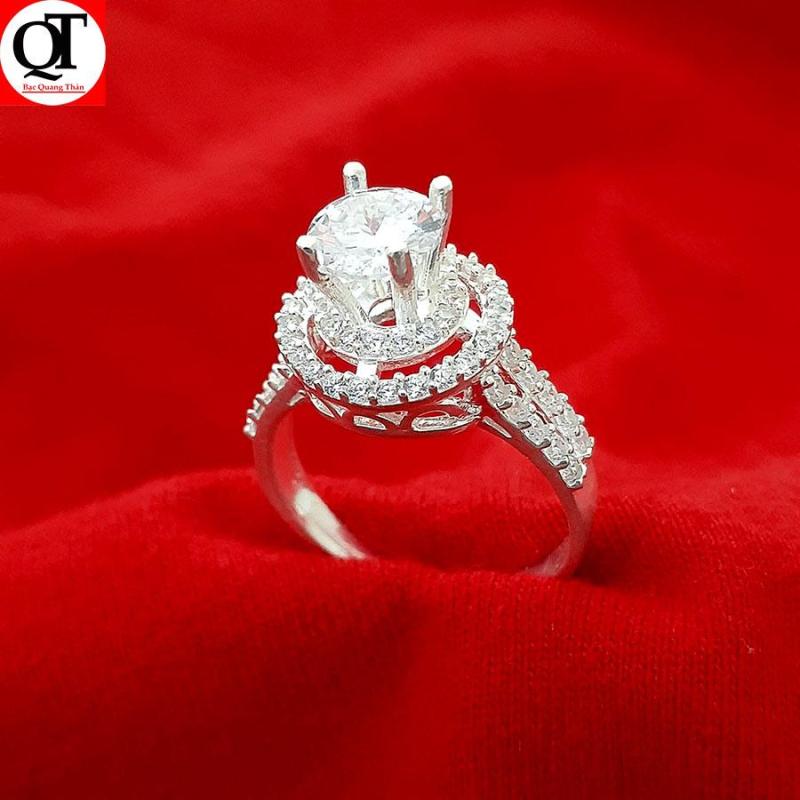 Nhẫn nữ Bạc Quang Thản, nhẫn nữ ổ cao gắn đá kim cương nhân tạo chất liệu bạc ta không xi mạ, không gỉ, không dị ứng da có thể chỉnh size tay theo yêu cầu – QTNU1A