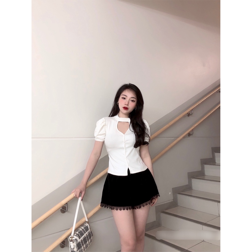 Áo kiểu nữ cổ chocker nữ tính