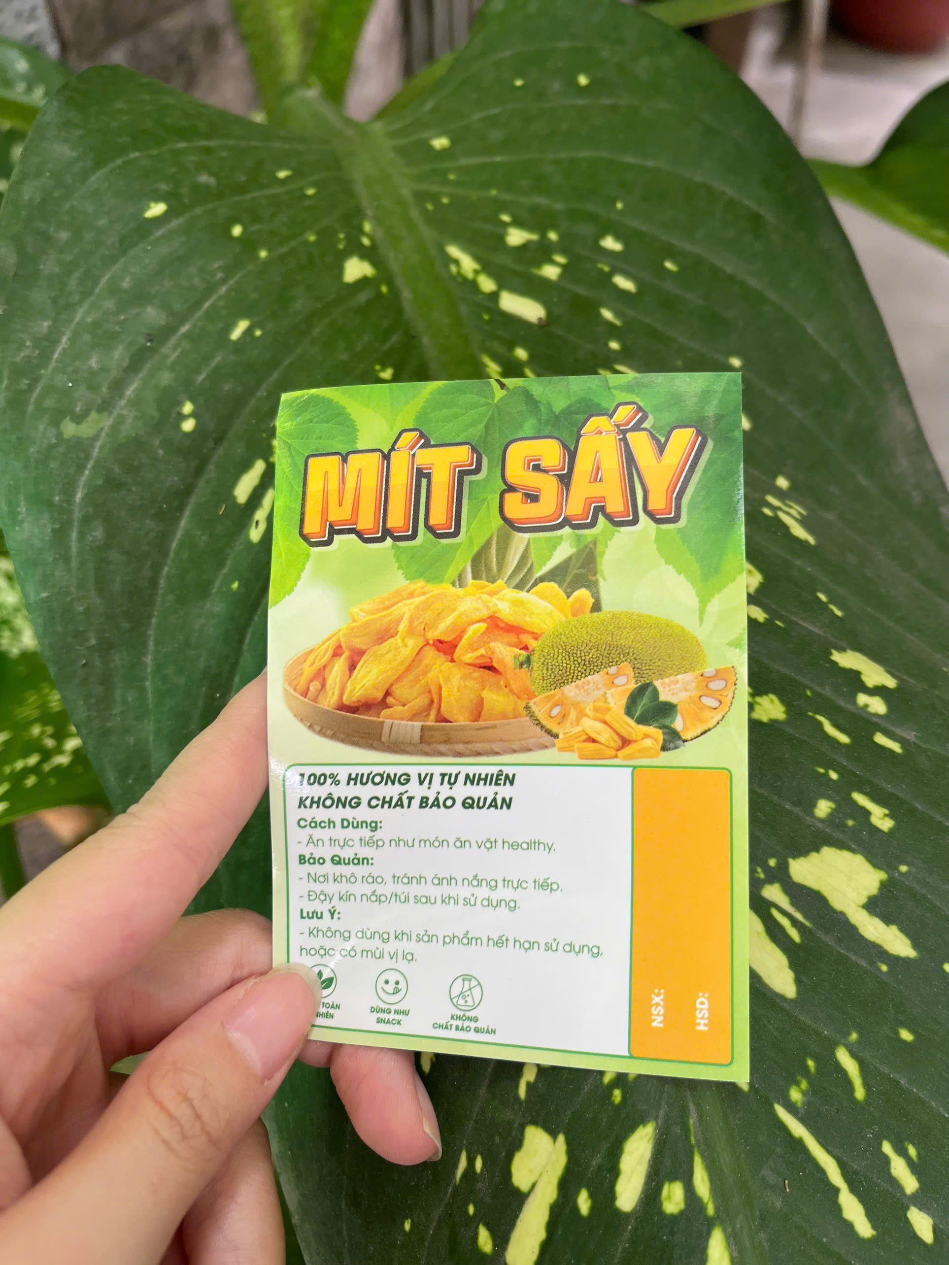 50 Tem Dán “Mít sấy” 7x10 cm - Cán Bóng, Dày, Đẹp