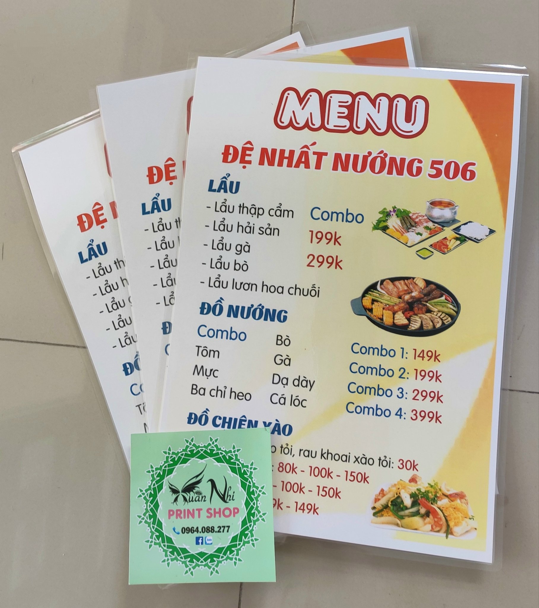 Menu ép nhựa in theo yêu cầu