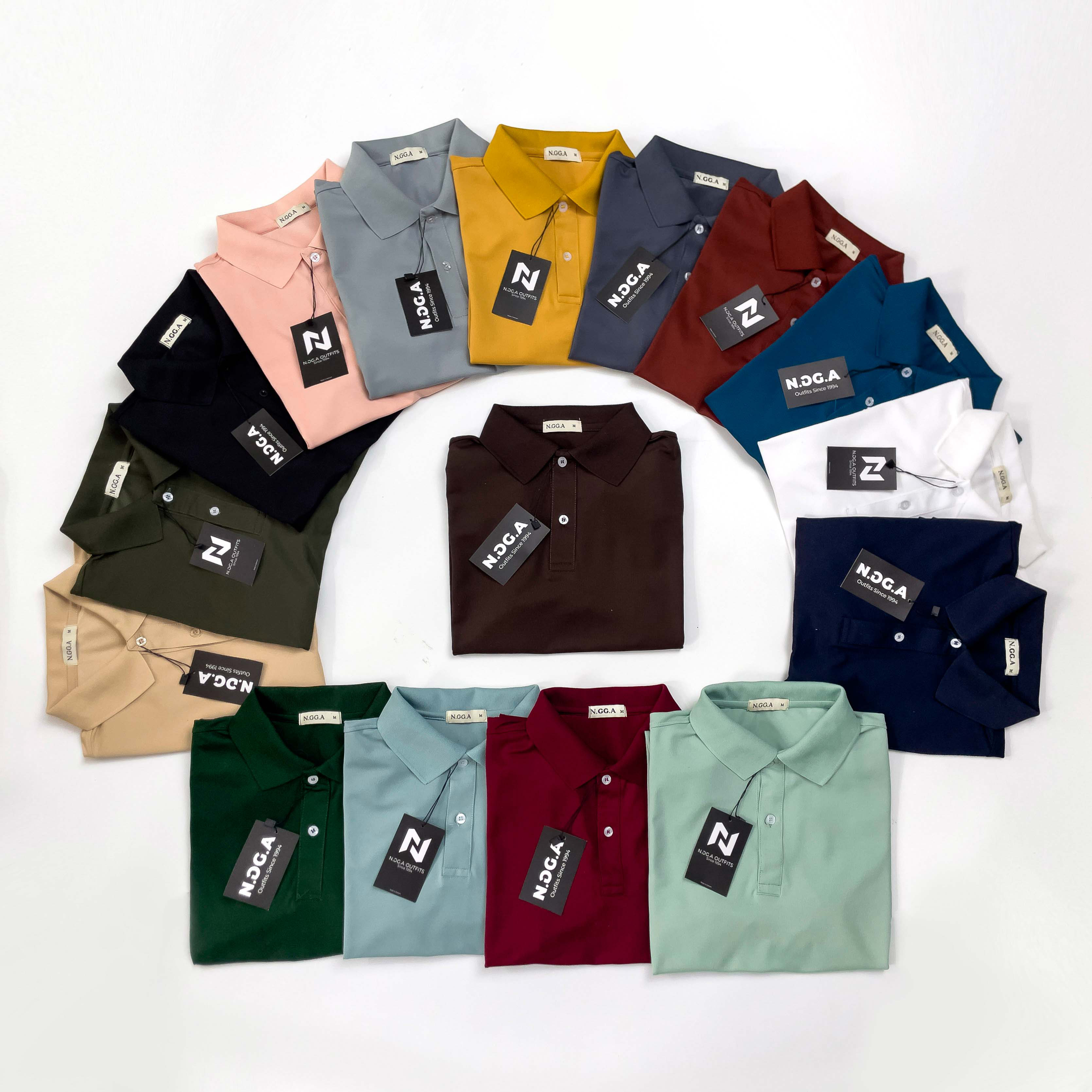 Áo Polo trơn nam - N.GG.A- chất cotton cá sấu - có 17 màu - Size từ 45 -85kg - Thời trang polo nam top men